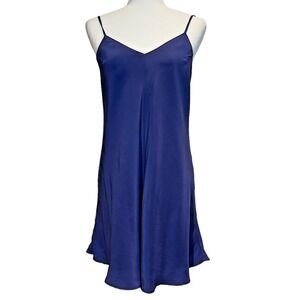 Julie‎ Brown Navy Slip Dress Bias Cut Spaghetti Strap Lined Y2K Size 2